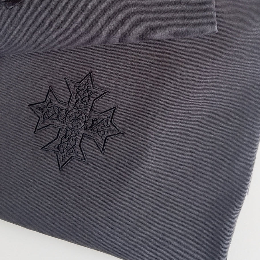 Oversized Coptic Cross Tee - Acid Grey